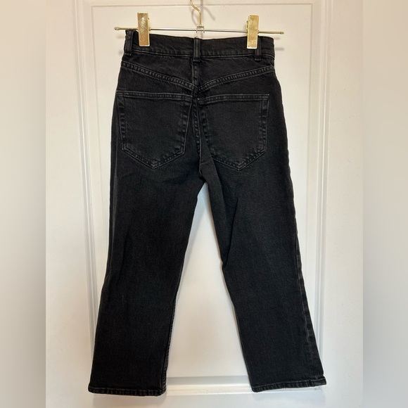 ASOS DESIGN Black Denim Straight Leg Cropped Petite Jeans Size 23 - Picture 13 of 16